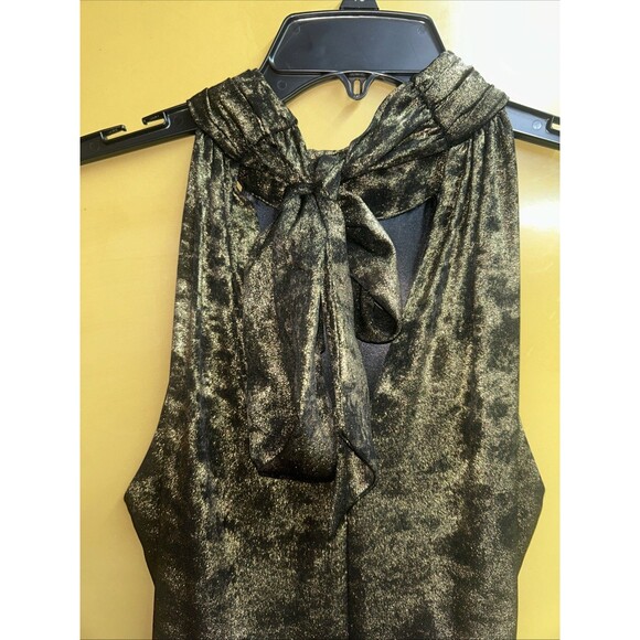 Women’s Alex Marie sleeveless, ruffled, black and gold maxi gown, Sz 6, NWT - Picture 7 of 10